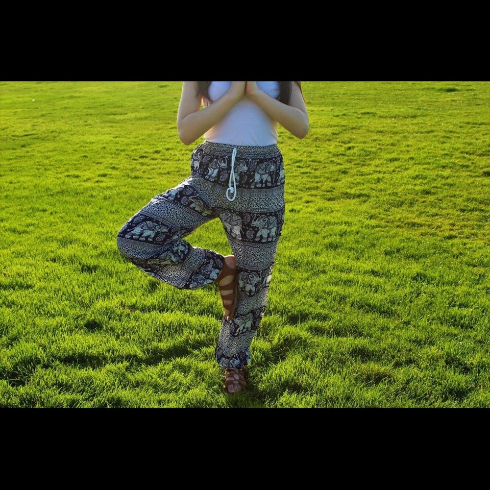 Blue Elephant Print Pants